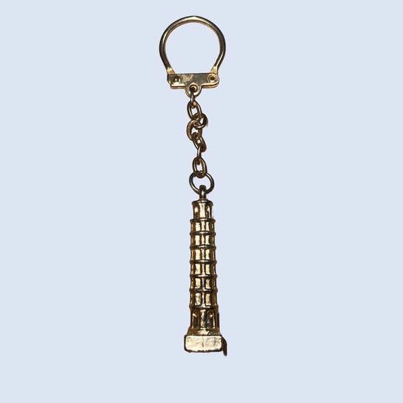 Gold Color Souvenir Leaning Tower of Pisa Keychain - Picture 4 of 7